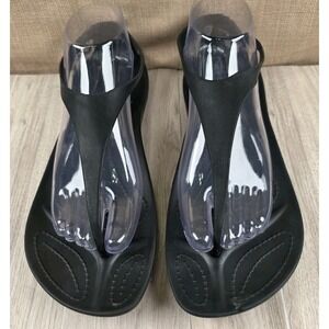CROCS Serena Sexi T Strap Thong Slingback Sandals Black Women's Size 10 Beach